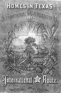 Cover of an 1880-1 promotional pamphlet of the I. & G. N. Courtesy of the Barker Texas History Center, The University of Texas at Austin