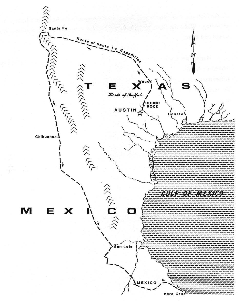 Route of the Santa Fe Expedition (based on Loomis).