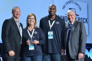 city employees receive award on stage