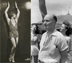 L: Barbette in the 1920s; R: Vander Broadway training webb girls in the 1950s 