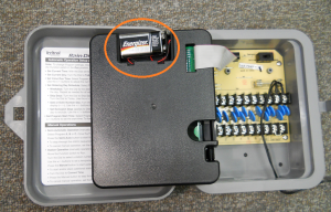 Raindial controller battery location