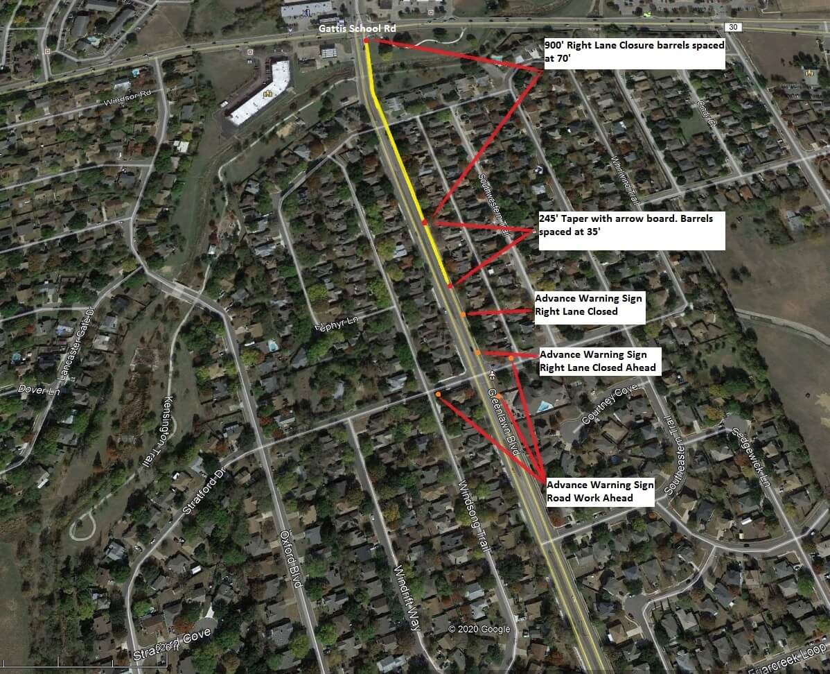 Greenlawn Boulevard lane closure