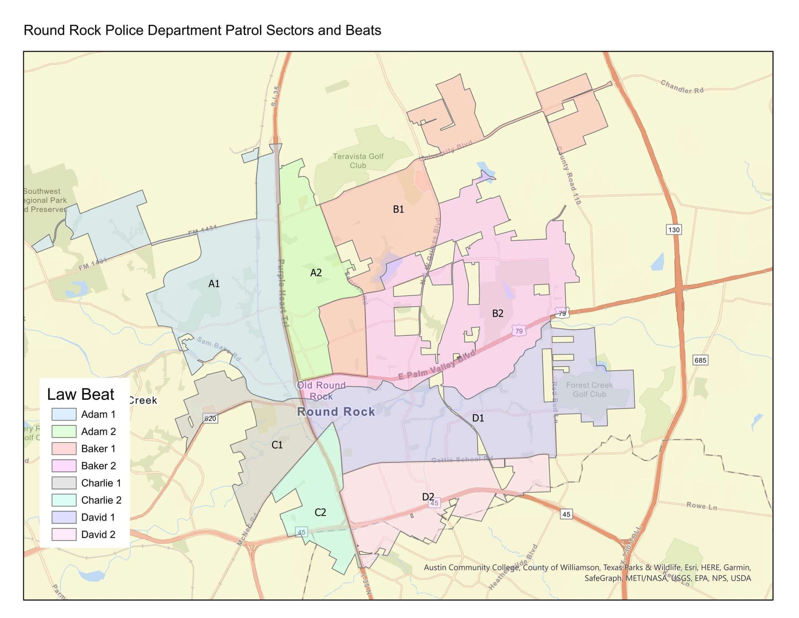 Round Rock Texas Map Patrol Division - City Of Round Rock