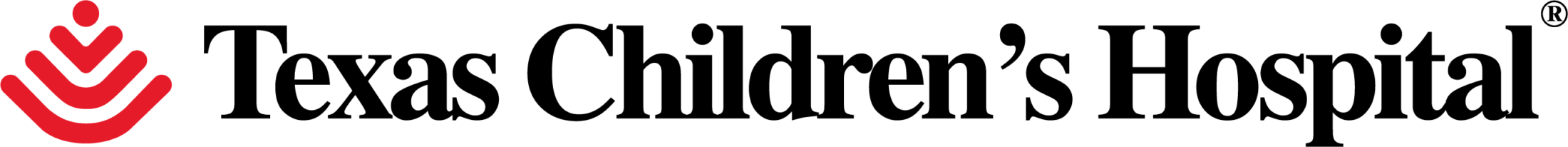 Logo of Texas Children’s Hospital with a red abstract design on the left and the name Texas Children’s Hospital in black text on a white background, featured at events like the Sertoma Independence Day Parade and Frontier Days.