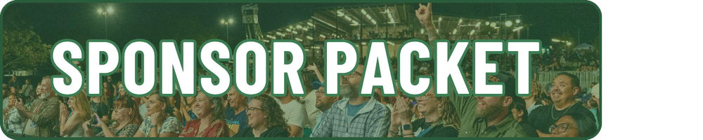 A large crowd of people at an outdoor event with bright lights, overlaid by the bold text SPONSOR PACKET in white and green.