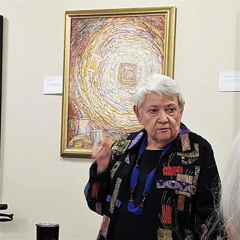 Nelda giving an art talk