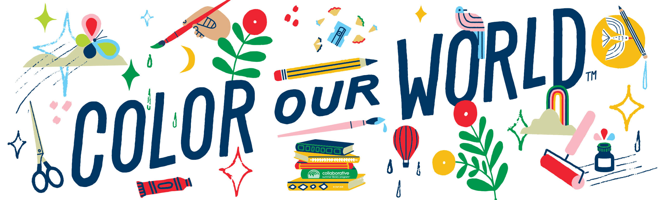 Summer Reading banner 2025 Color Our World