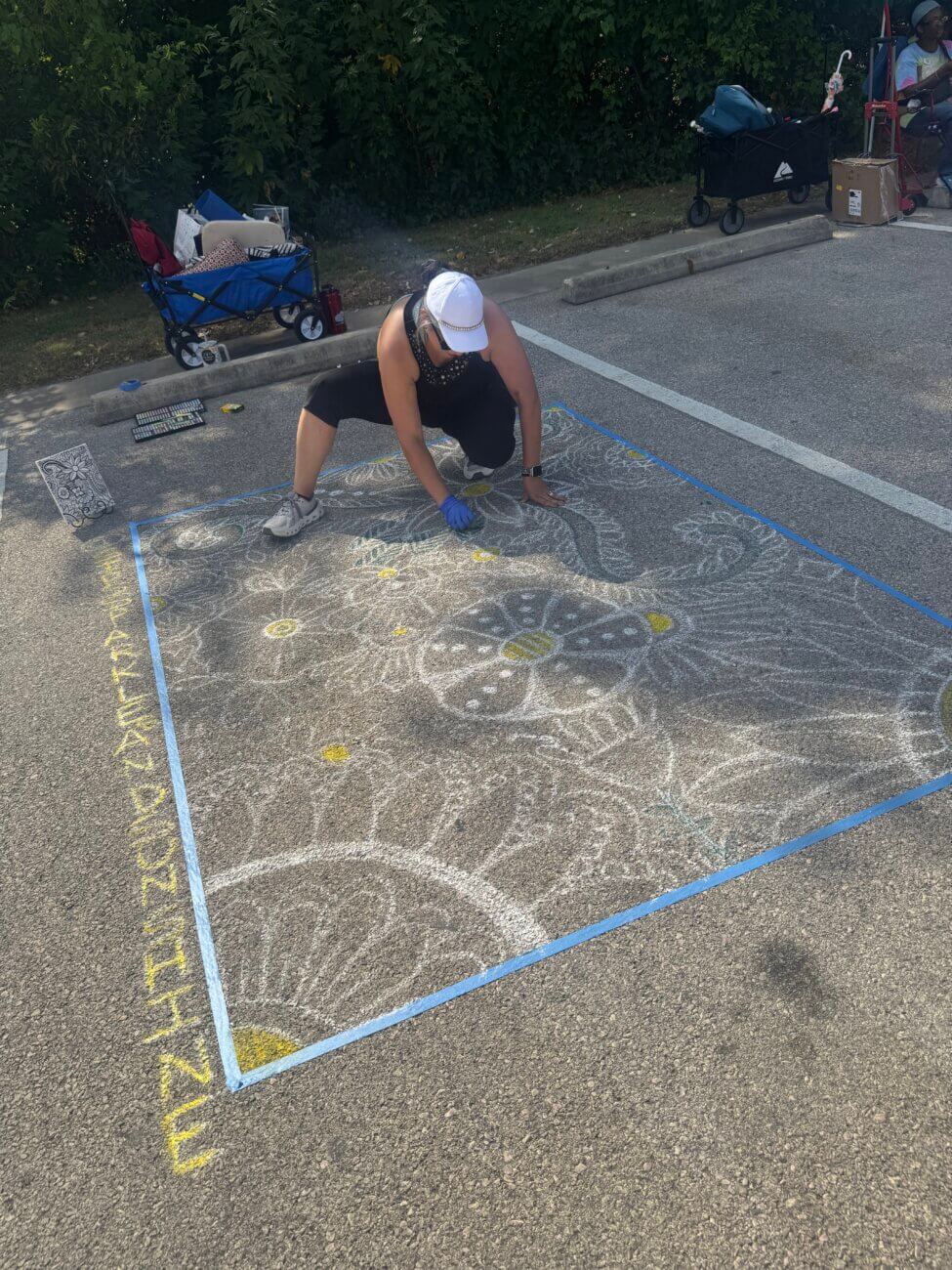 CHalk mural in progress 3