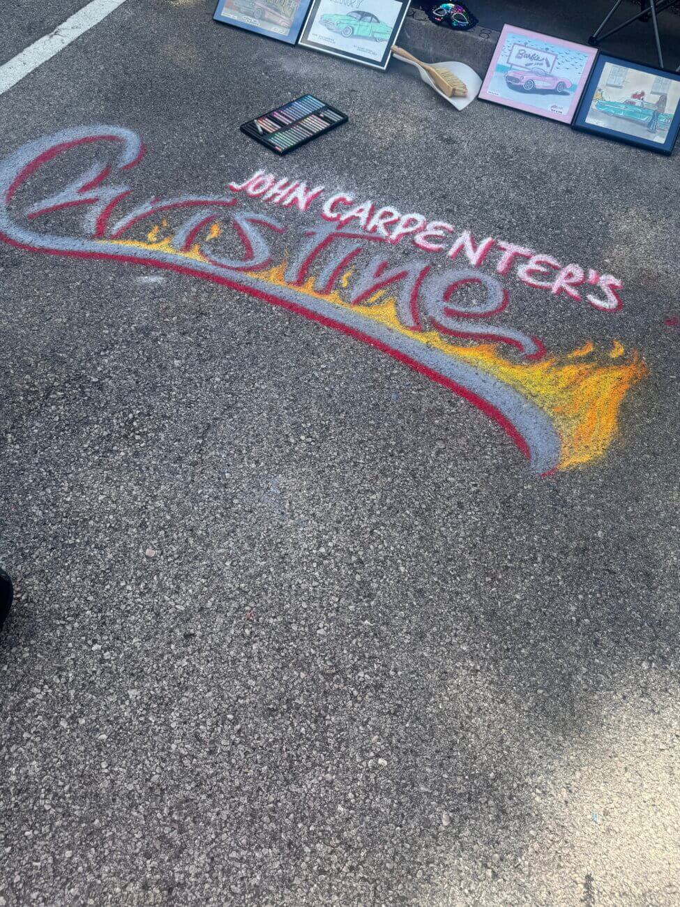 Chalk mural in progress 2
