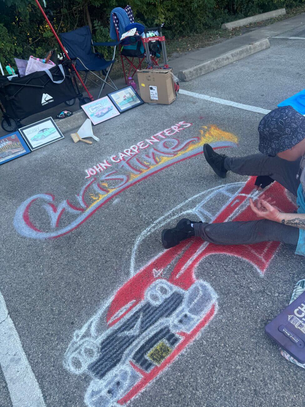 Chalk mural in progress 4