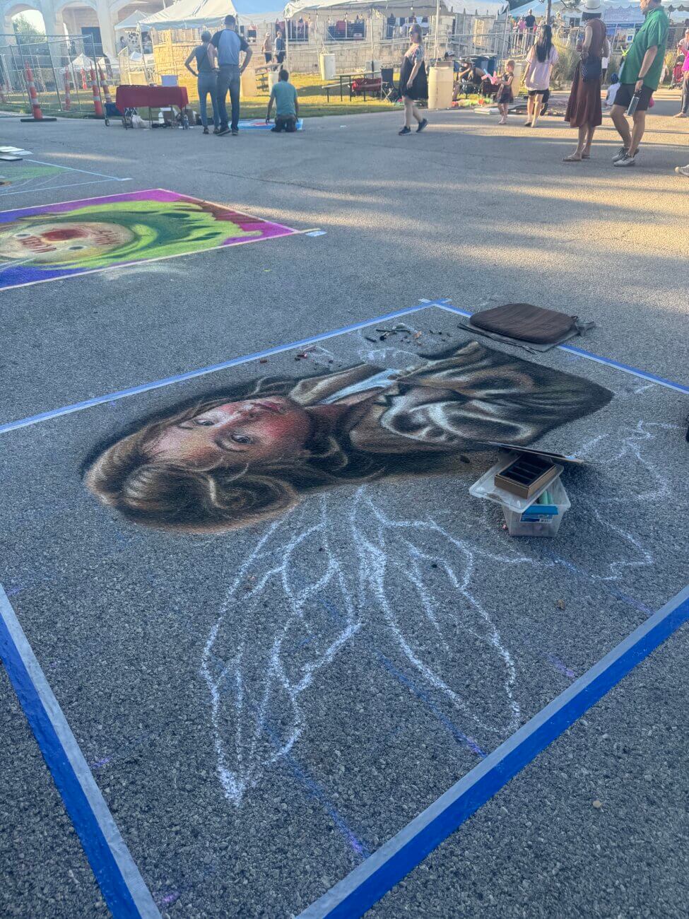 Chalk mural in progress 5