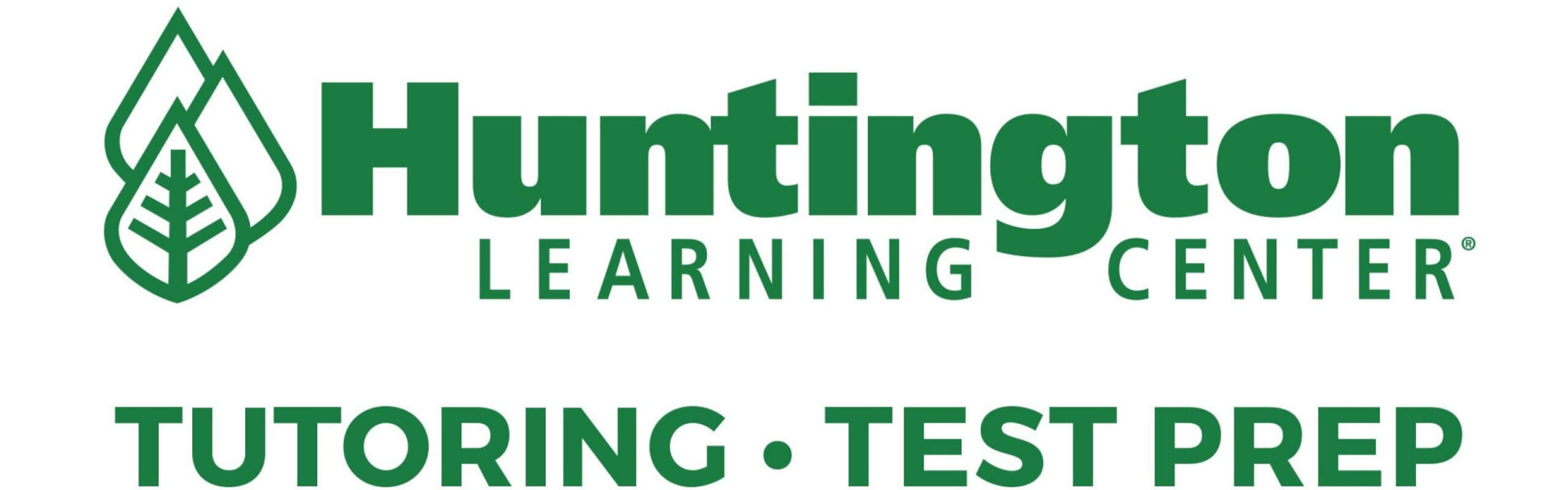 Huntington Learning Center logo with a green leaf design and the words Tutoring · Test Prep written below in bold green text.
