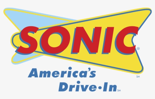 The Sonic Drive-In logo features the word “SONIC” in bold red letters on a yellow double-arrow shape, with “America’s Drive-In” written in blue text below—perfect for fueling up during a summer reading program or community reading challenge.