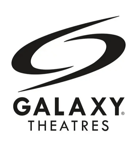 Black and white logo for Galaxy Theatres, featuring a stylized swoosh above the bold words GALAXY THEATRES—perfect for promoting your community reading challenge or summer reading program.