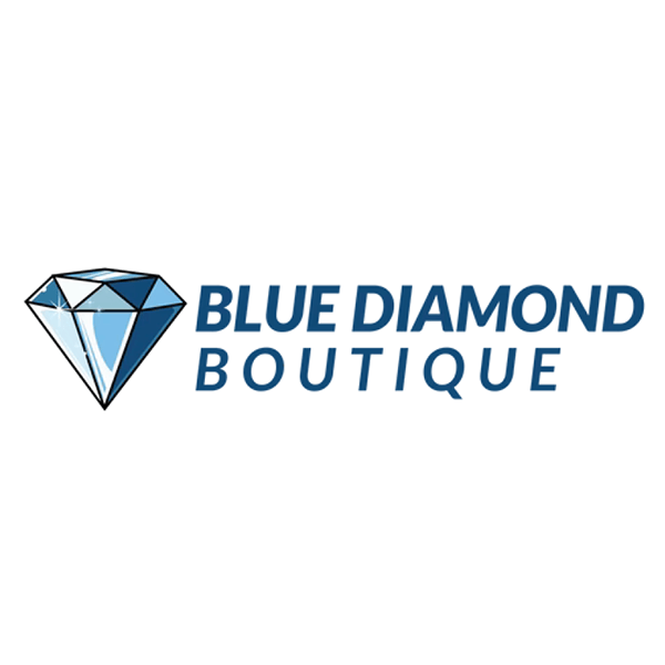 A blue and white diamond graphic next to the bold text BLUE DIAMOND BOUTIQUE on a white background.